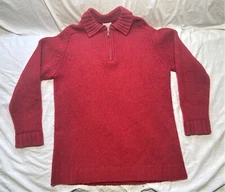 MODA International Red WOOL Womens Medium 1/4 ZIP Pullover RN 54667