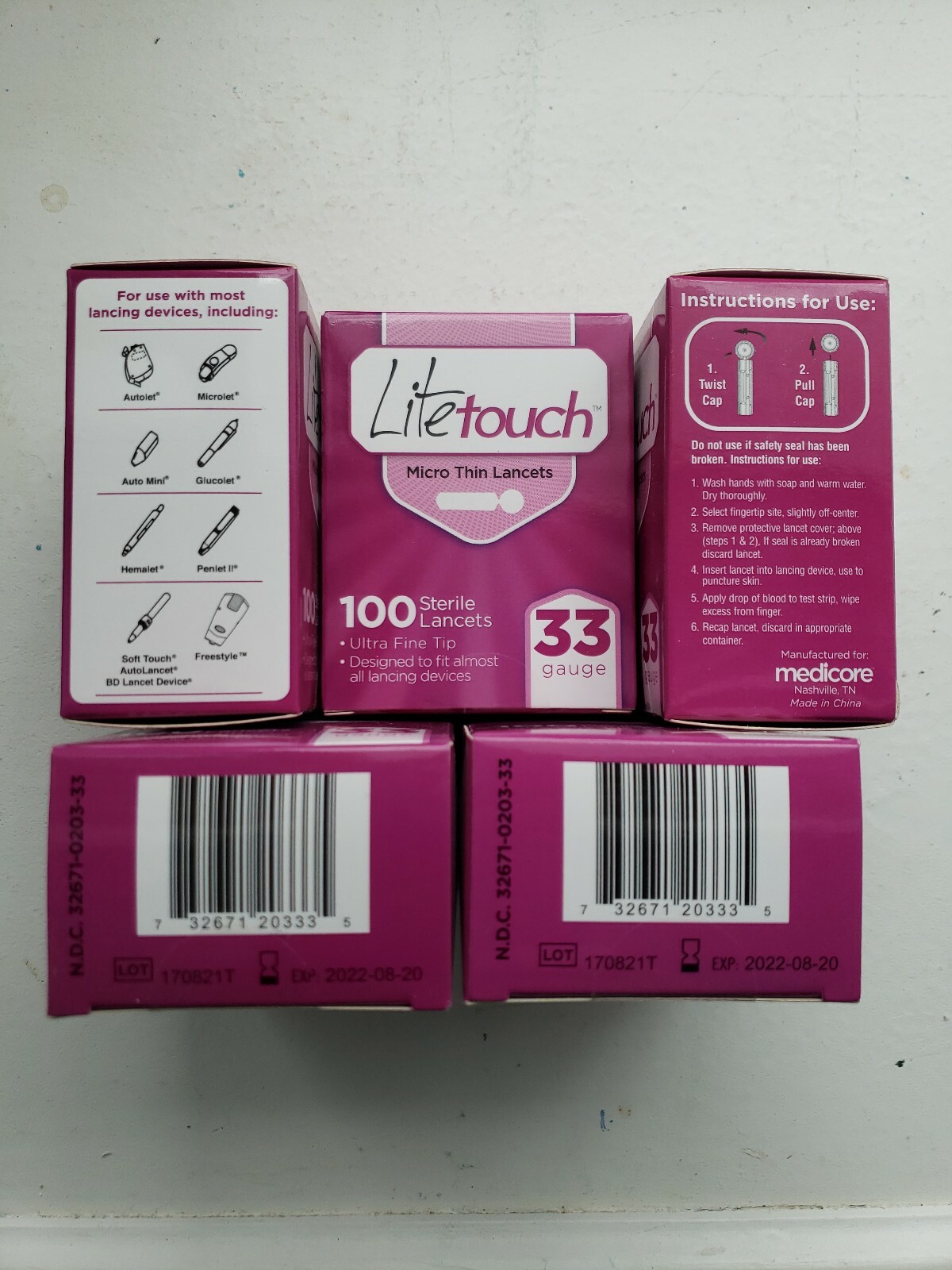 Litetouch Micro Thin Sterile Lancets 33 Gauge 5 boxes exp 12/2023+ eBay
