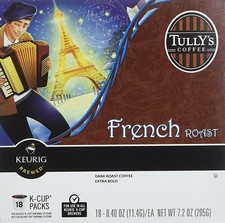 Tully's French Roast Coffee 18 to 144 Keurig K cups Pick Any Quantity FREE SHIP