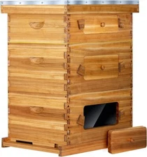BeeCastle 10-Frame  with Windows, Beeswaxed Coated Bee Hive 2 Deep Bee Boxes