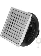 4.33'' Square Floor Shower Drain, Lattice Square Perforated Pattern Brushed Stai