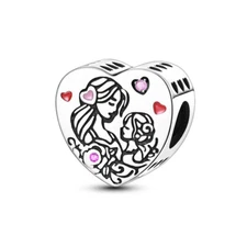 MULA European 925 Sterling Silver MOM Daughter Embrace DIY Charm CZ For Bracelet