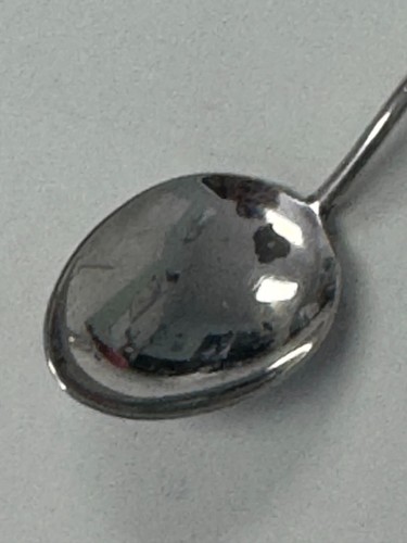 Cucchiaio demitasse ventaglio manico bambù argento sterling giapponese vintage .95 - Foto 3 di 6