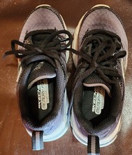 Skechers Memory Foam Kids Shoes Boys Size 11 US Lace Up Gray Black SN 95340L EUC
