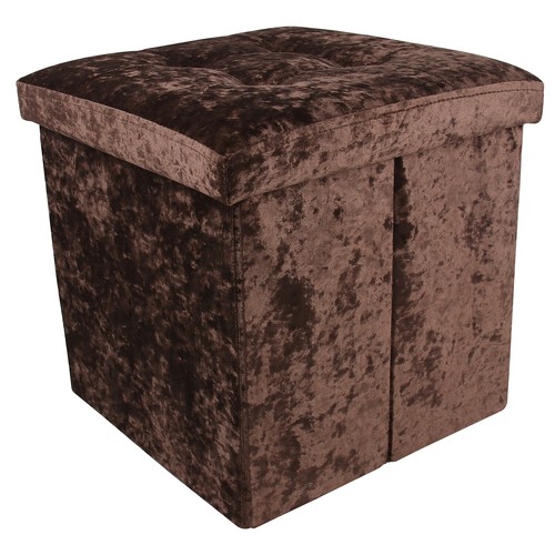 Crushed Velvet Ottoman Foot Stool Storage Box Furniture Seat Rest Cube Foldable - Picture 3 of 7