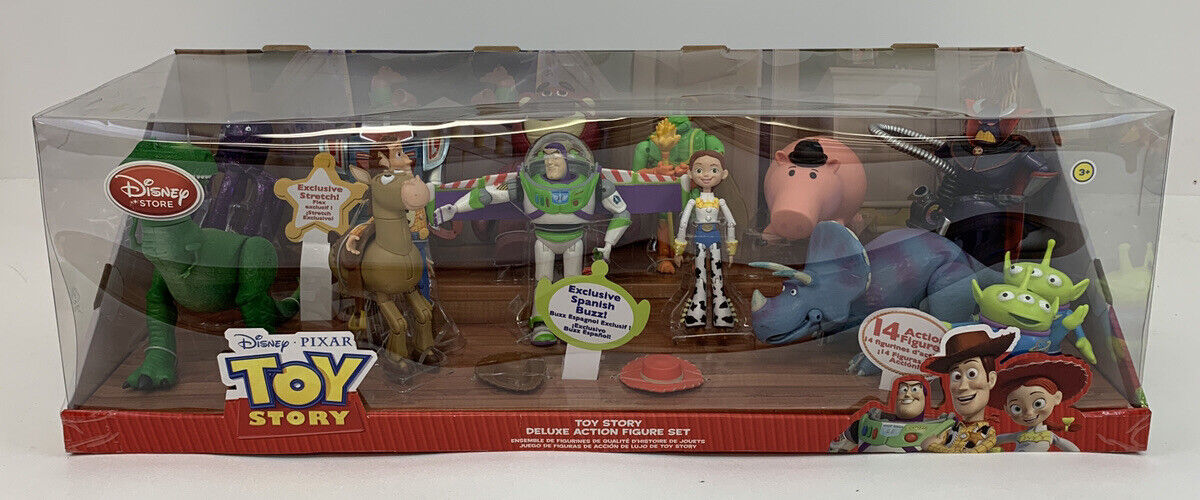 Disney Store Toy Story 14 Piece Action Figure Set W/ Spanish Speaking Buzz  RARE