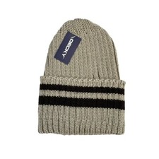 Tan Striped Ribbed Watch Cap Beanie Knit Winter Hat Snowmobile Ski Decky NWT