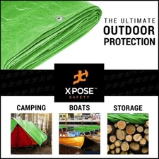 Multipurpose Protective Cover Green Poly Tarp 5' x 7' - Durable, Water Resistant