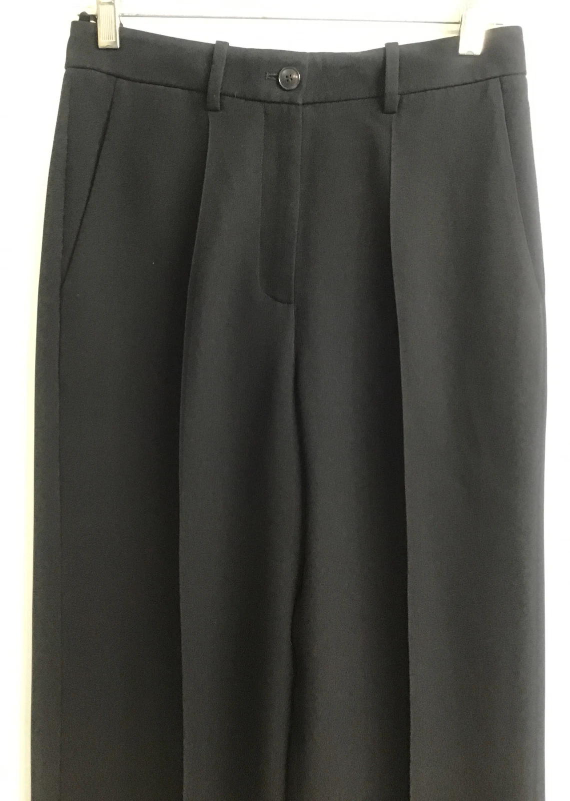 Pantaloni in seta nera Valentino dritti larghi piega centrale piega taglia XS