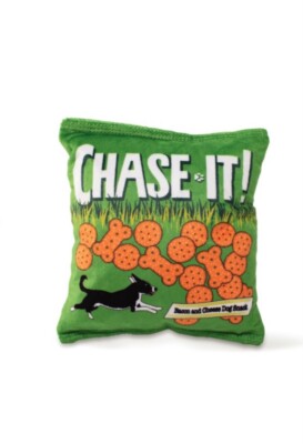 NEW! CHASE-IT CHEESE SNACK DOG TOY PREMIUM PLUSH w/ SQUEAKER & CRINKLE