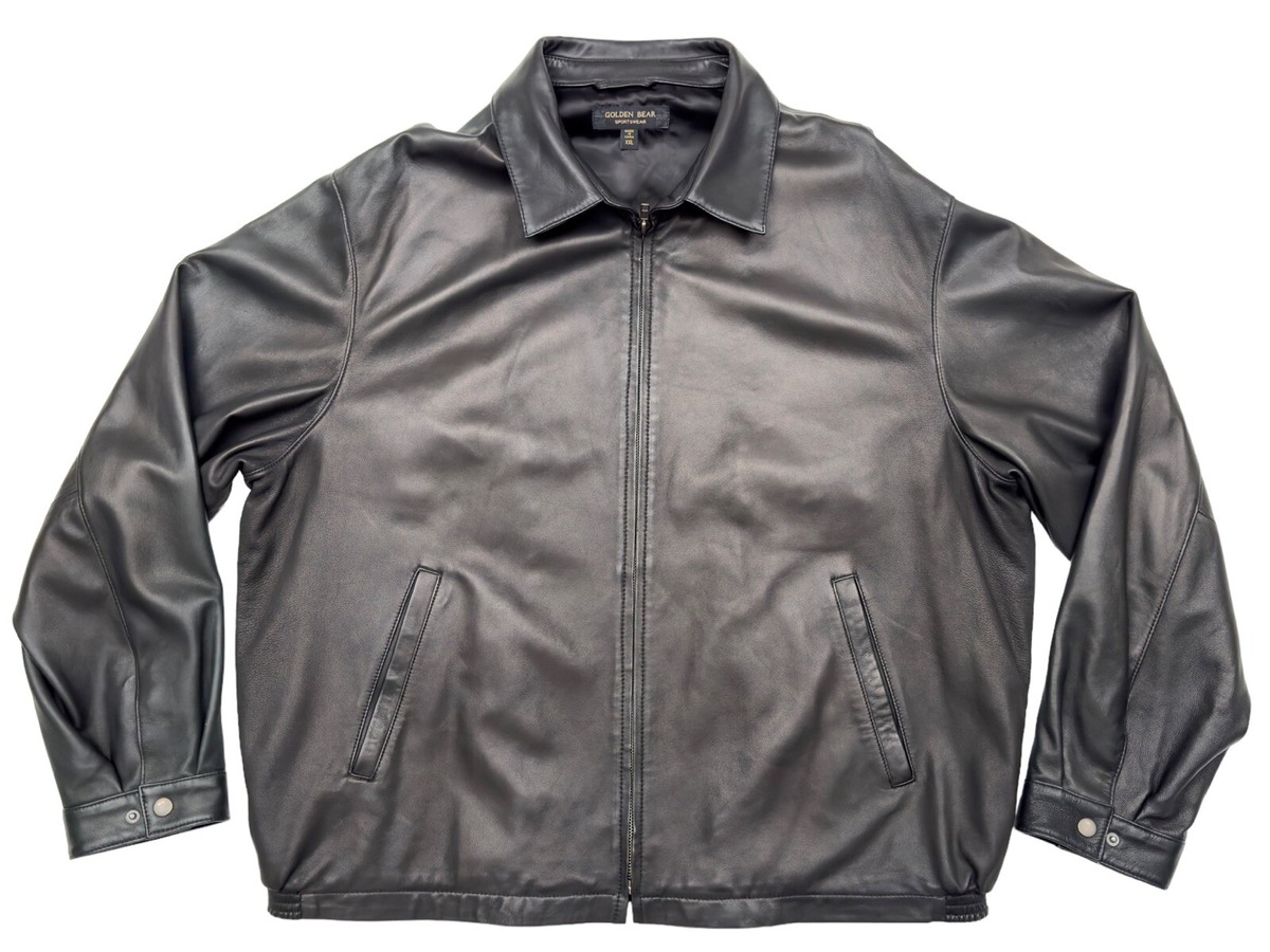 Golden Bear Sportswear Men's Full Zip Leather Jacket Size Golden Bear Sportswear Men's Full Zip Leather Jacket Size