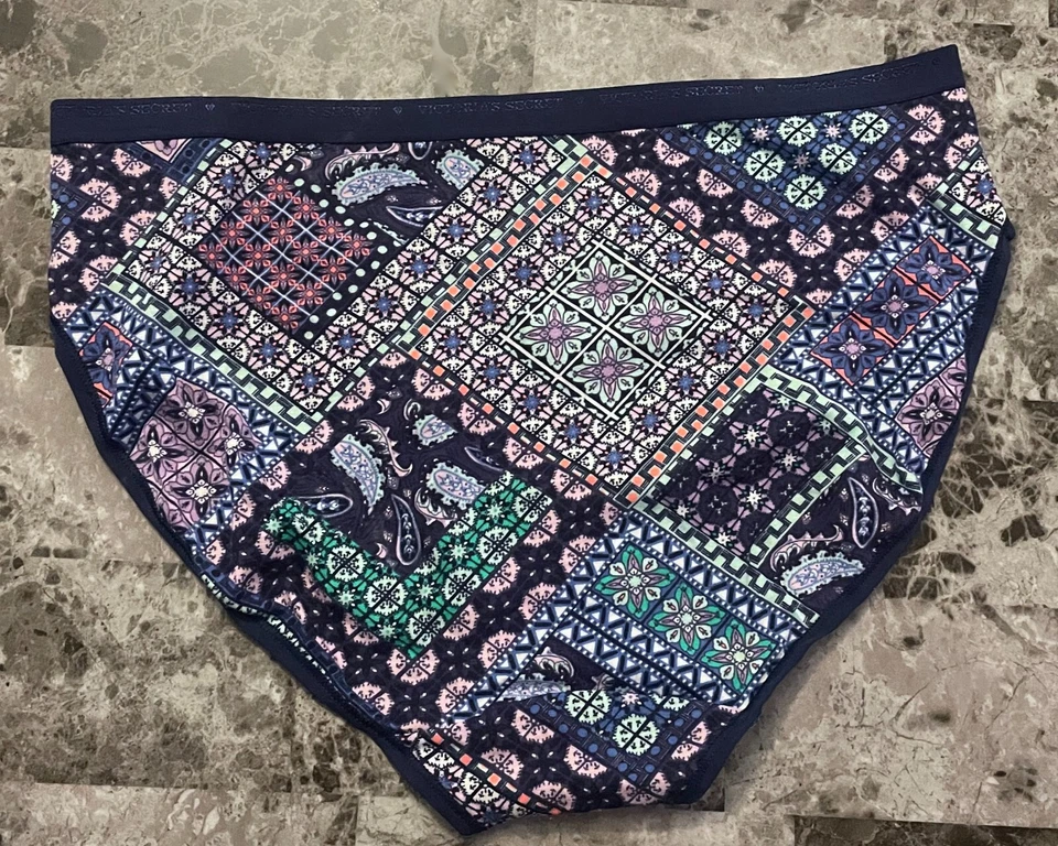 NWT VICTORIA'S SECRET M PAISLEY GEOMETRIC LOGO BAND RARE HIGH LEG BRIEF PANTIES - Image 3 of 3