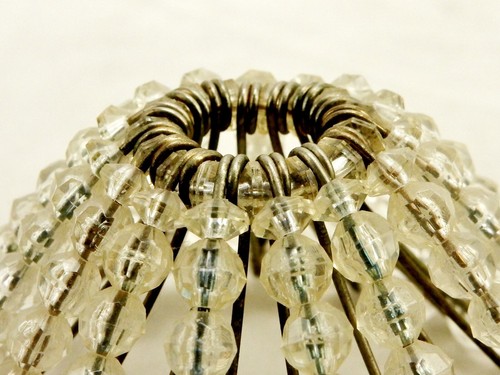 3 1/4" Miniature Light Shade, Safety Pins & Beads, Vintage Tramp Art, Hobo Craft - Picture 6 of 8