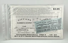 The Cimarron Works Decals 1:48 Scale Tiffany Reefer Co 26' Reefer Car Decal