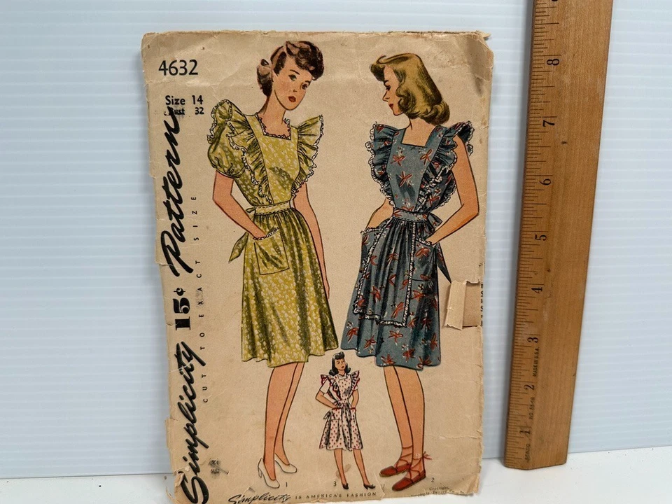 5 Vintage Girls Miss McCall's Simplicity Sewing Patterns CUT 12-16 Aprons S,M,L - Image 2 of 4