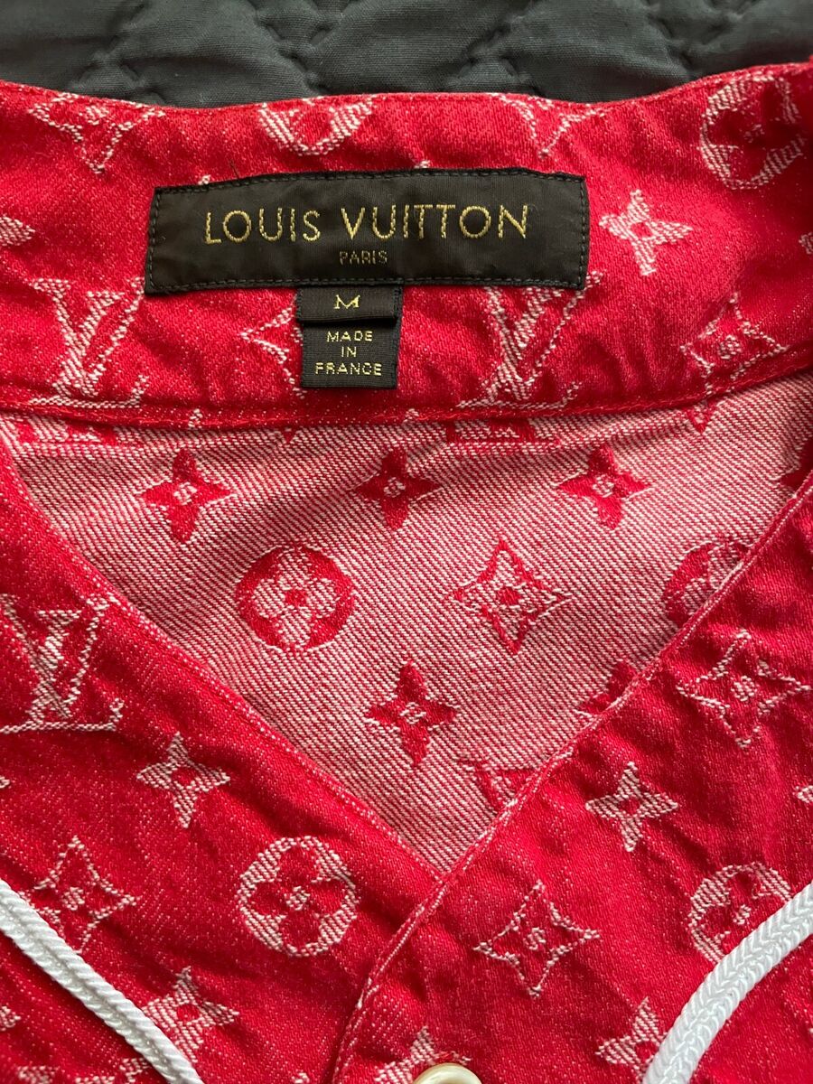 Louis Vuitton Supreme full red baseball jersey shirt