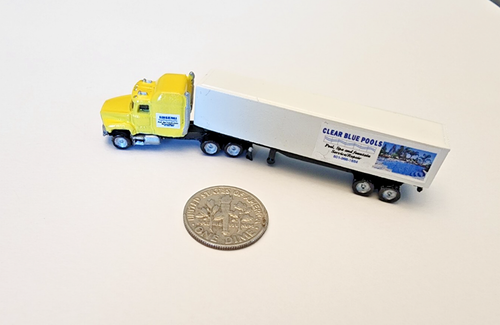 Z scale Semi Truck & Trailer custom finished Z Gauge model train detail y/w NEAT