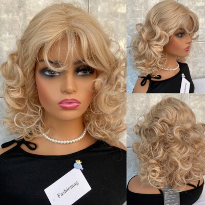 Dolly Parton Out Layer Cut Fluffy Wavy Natural Soft Blonde Mix Women Wigs Soft