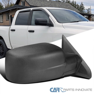 Fit 09-21 Ram 1500 Pickup Black Manual Foldable Passenger Side View Mirror Right
