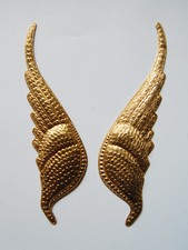 1 PAIR SMALL RAW BRASS METAL ANGEL WINGS STAM...