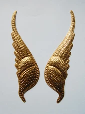 1 PAIR SMALL RAW BRASS METAL ANGEL WINGS STAMPING STEAM PUNK ART CRAFT COLLAGE 