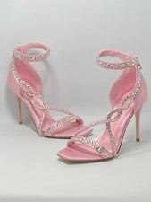 $1290 Alexander McQueen Crystal Satin Ankle-Cuff Cocktail Sandals size 37.5
