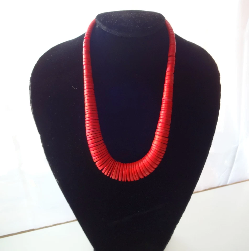 Moda Alta Costura Pasarela Rojo Africano Madera Dura Graduada Collar Cuentas Foto 2 de 4