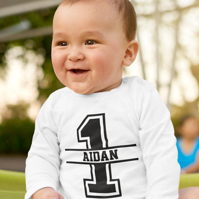 1st Birthday Personalised Kids LONG SLEEVE Tshirt Birthday Childs Age Children