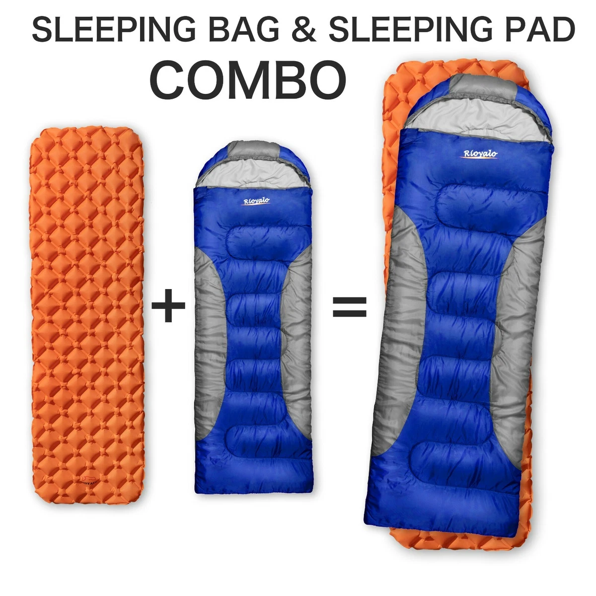 Adult Winter Sleeping Bag Sleeping Pad COMBO Big Tall 0 degree Camping