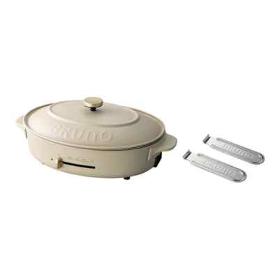 BRUNO Oval Hot Plate Set BOE053-BK Greige Flat Plate Takoyaki