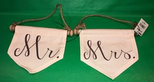 New Mr  Mrs Canvas Pennant Banner Sign Rustic Wedding Party Decoration