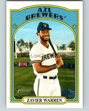 2021 topps heritage minors base card #6 zavier warren - brewers
