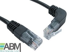 Image of RJ45 Ethernet Network Cat5e Cable RIGHT ANGLED Patch lead 1m 2m 3m 0.5m