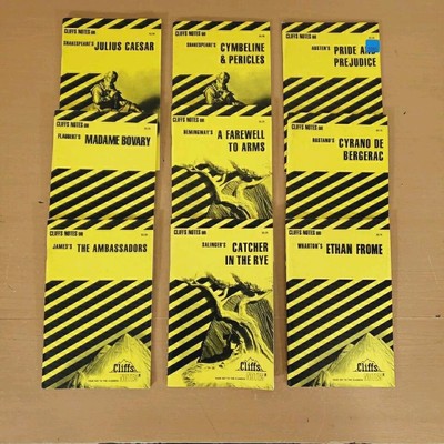 Lot of 9 Cliffs Notes For Popular Books Novels Caesar, Catcher In The Rye 