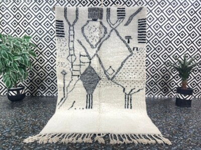 Beni Ourain Teppich, Authentic Moroccan Rug, Berber Carpet, Genuine Wool Rug,...