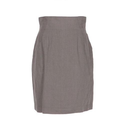 Claude Montana, Claude Montana X0397 Womens Vintage 90s Linen Skirt Cachi Size 44-it