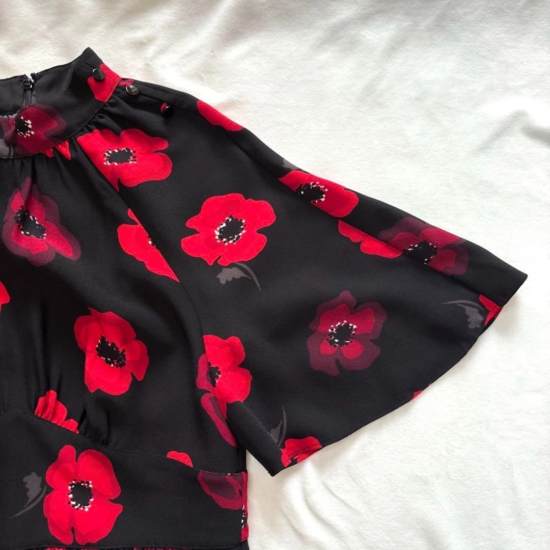 Abito lungo Kate Spade Ooh La La Poppy floreale manica svasata taglia 6 XL usato quasi
