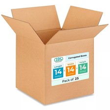 25-Pack Shipping Boxes 14"L x 14"W x 14"H, Medium Corrugated Packaging Boxes