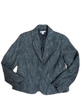 NEW COLDWATER CREEK Woman  s Long Sleeve Tweed Gray Shine Blazer Jacket sz 10