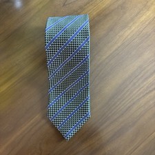 Ermenegildo Zegna Silk Black  Gray With Purple Stripe Made In Italy Jacquard