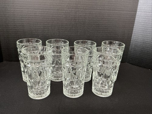 Set Of 7 Vintage Indiana Glass Colony Park Lane Clear Tumblers, 5.5” x ...