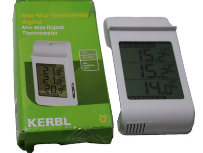 Kerbl Max-Min-Thermometer digital, Umschaltung zwischen °C und °F, weiß