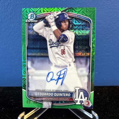 2025 Bowman Chrome Mega Box #BMA-EQ Eduardo Quintero Green Mojo Auto /99