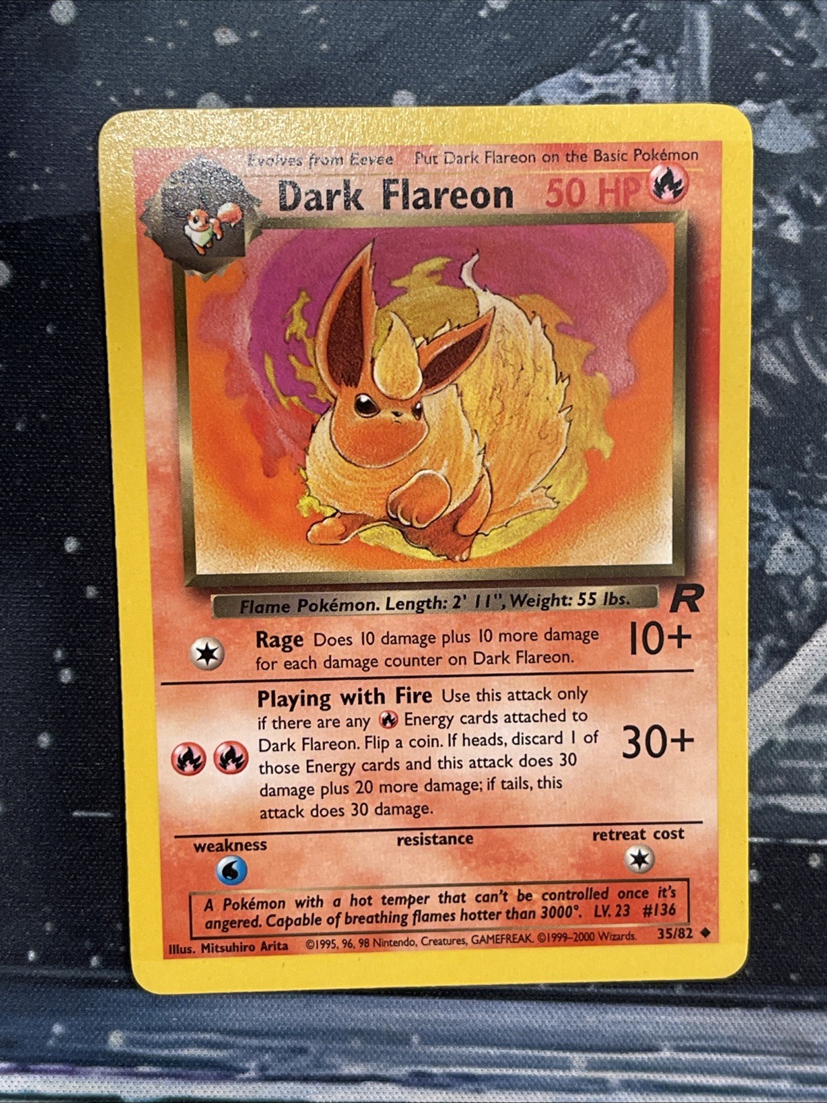 Vintage Pokemon Card TCG Dark Flareon 35/82 Team Rocket Unlimited Uncommon D1
