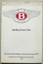 SILVERSTONE 26 Aug 1972 BENTLEY DRIVERS CLUB RACE MEETING Official Programme