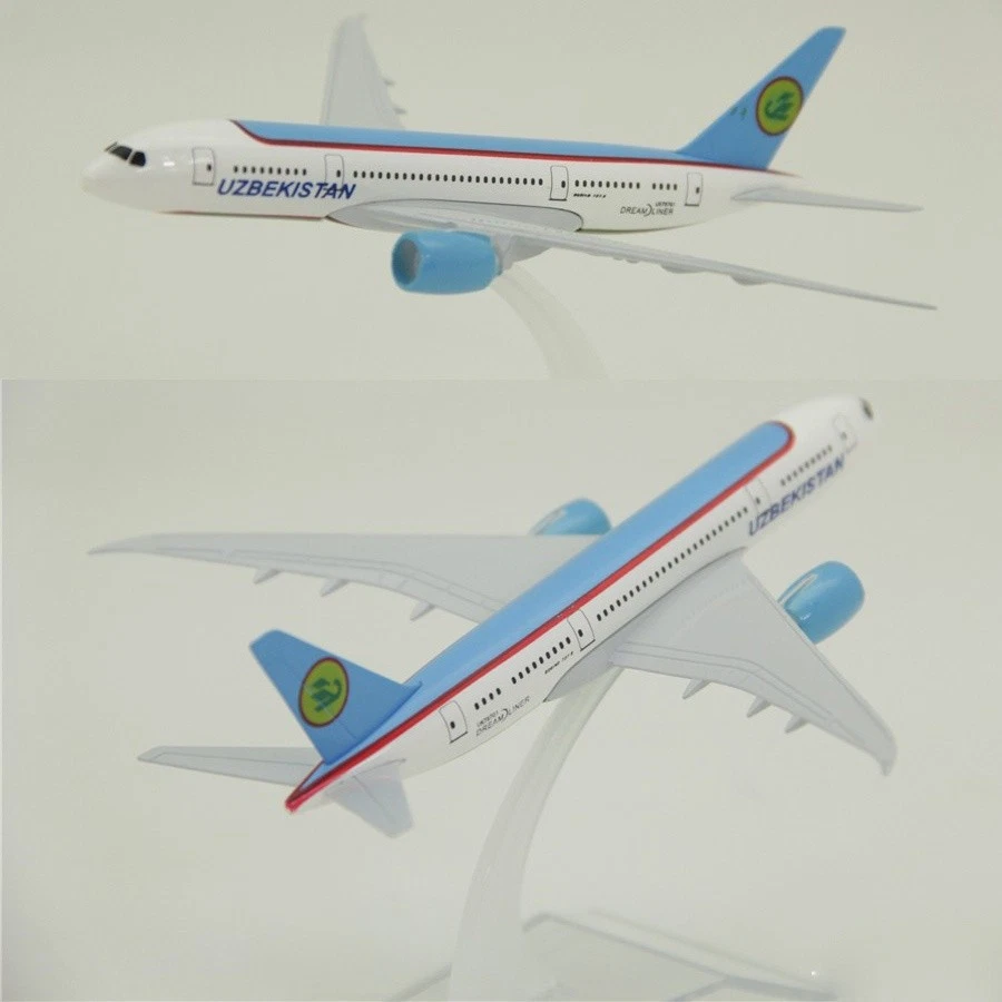 Modellino aereo pressofuso in lega 1:400 Uzbekistan Airways 16 cm Boeing... - Immagine 3 di 4
