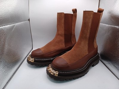 NEW Sandro Suede & Leather Chelsea Boots In Brown Size EU 39 US 8.5