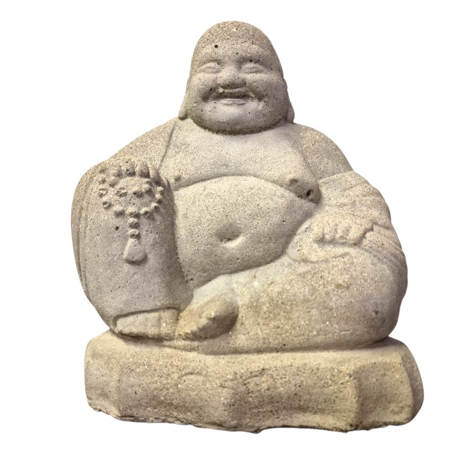 Cast Hardstone Cherubic Chubby Buddha Garden Statue, Early 20th Century Ho Thi  - Image 2 of 4