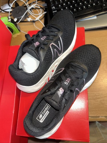 NEW BALANCE Size 6.5 WOMENS 520 v8 RUNNING SHOES BLACK metallic pink white (#16) - Picture 2 of 5