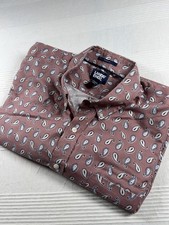 Lands End Paisley Shirt Mens Large 16- 16.5 Button Down Blue Made in USA